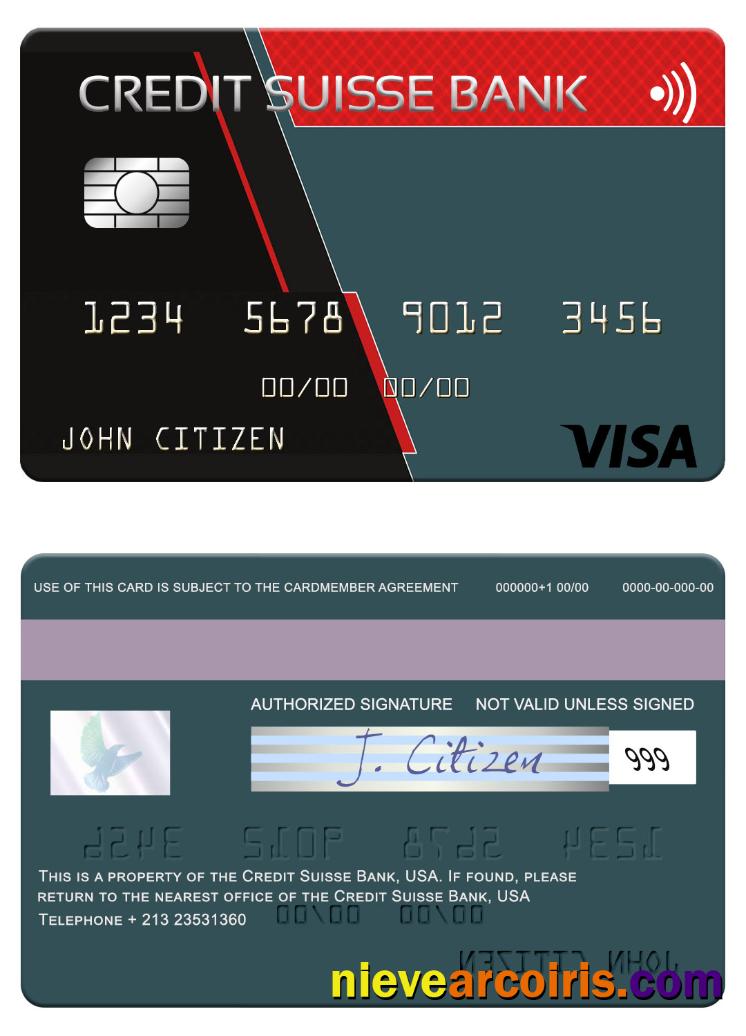 USA Credit Suisse Bank visa card